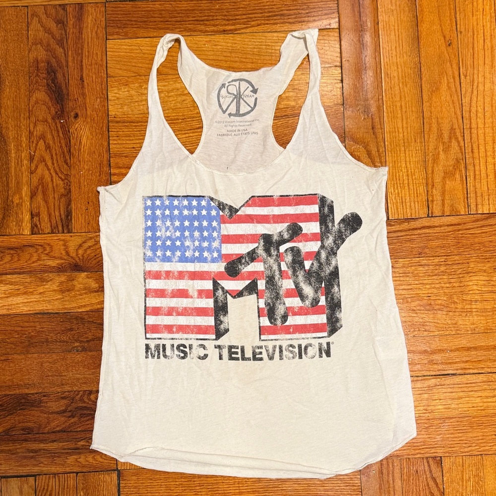 Recycled Karma MTV American Flag Tank Top - White